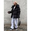 2025 Winter Women's Cotton Coat European American New Style Loose Puffer Jacket Solid Color Hooded Outerwear