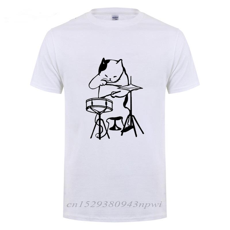 The Musician Cat Playing Drums TShirt Funny Birthday Gifts For Men Male Drummer Cat Lover Cool Cotton T Shirt Hip Hop Tshirt