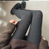 Korean Simple Vertical Striped Tights for Women Vintage Thermal Light Slimming Stockings Winter Versatile Pantyhose Leggings