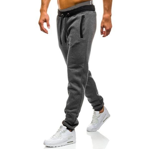 Casual Fleece Men's Pants Youth Stretch Loose-fitting Long Pants with Color Matching