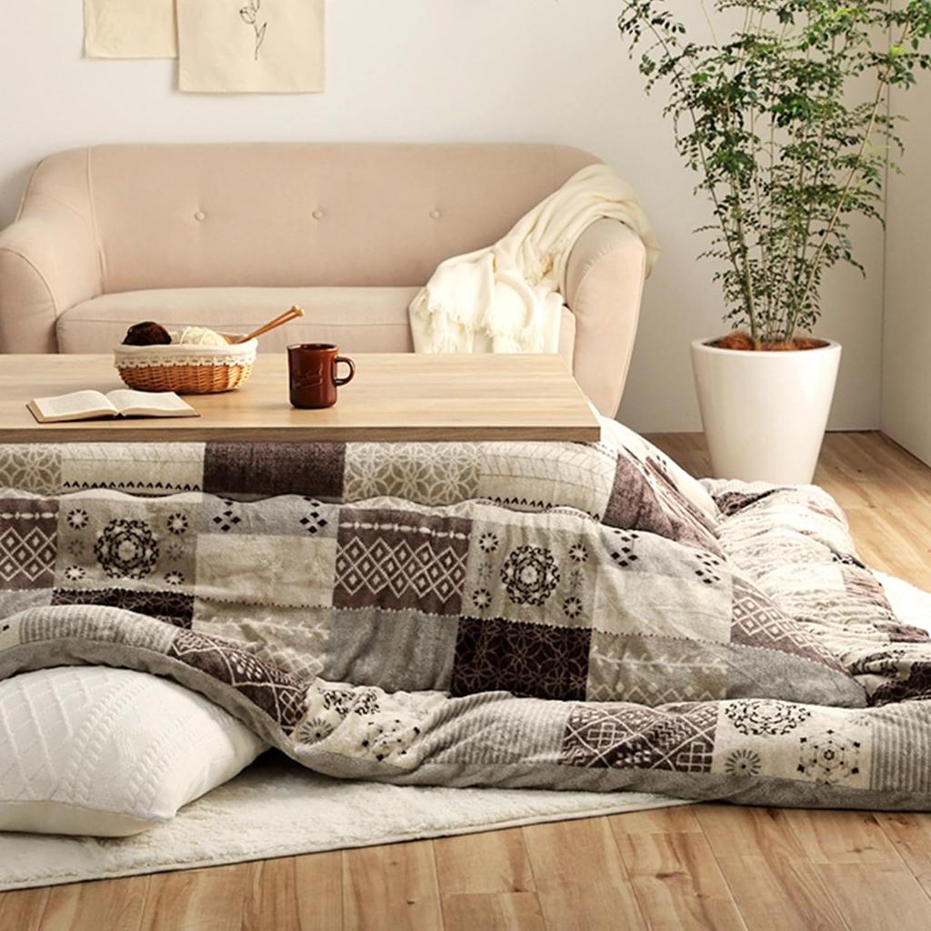 IKEHIKO Kotatsu Quilt, Water-Repellent Starsha, Approx. 205 x 245 cm, Beige, Rectangular, Nordic Design, Made in Japan, Water-Repellent #7800639