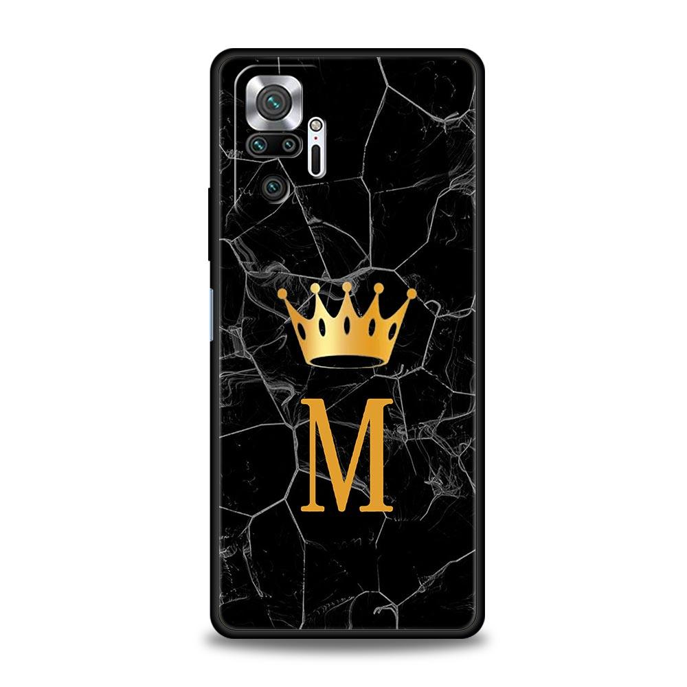 Crown Letter A Phone Case For Xiaomi Redmi Note 14 13 5G 10 11 12 Pro Plus 4G 14C 13C 12C 10C Black Cover