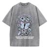 Women Washed T-Shirts You Deserve Better Beautiful Butterfly Printed Tops Cotton Oversize Crewneck Tees Street Clothes