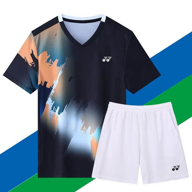 Men Women Badminton Sport Set Quick Dry Breathable Short Sleeve Shirt Shorts Skirt Athletic Training Outfit