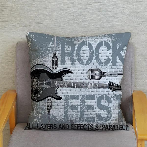 Home Decor Rock Music Print Pillowcases Bedroom Cushion Covers
