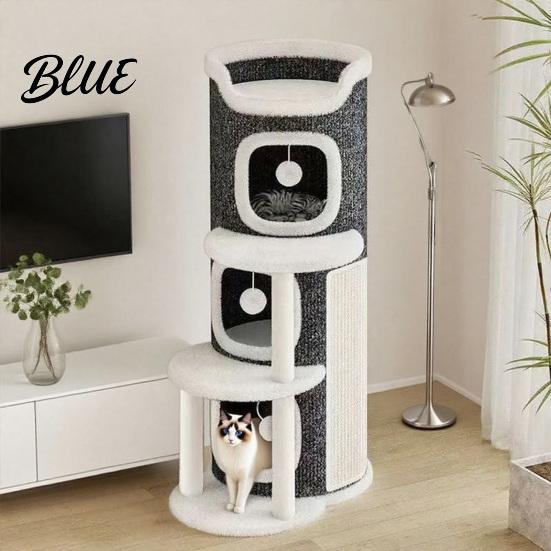 Small Apartment Cat Multi-cat Sisal Barrel with Tower Scratching Tree Climbing 3 Caves Pad Multi-tier