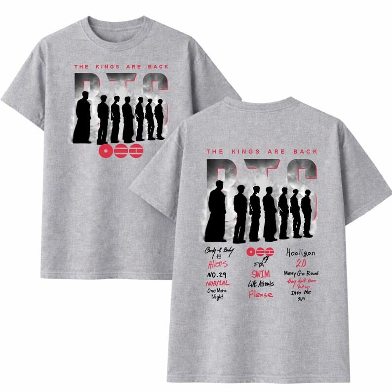 2026 Sommer Mode Trendiges T-Shirt Herren Damen Vintage Oberteil BTS Arirang Album Tracklist T-Shirt, Bangtan K-pop Konzert Aufdruck, ARMY Fan Bekleidung S