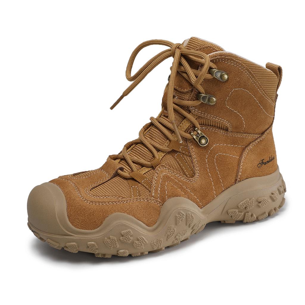 Travel hiking boots women's genuine leather shoes short boots British style wear-resistant hiking leather boots summer Martin boots women