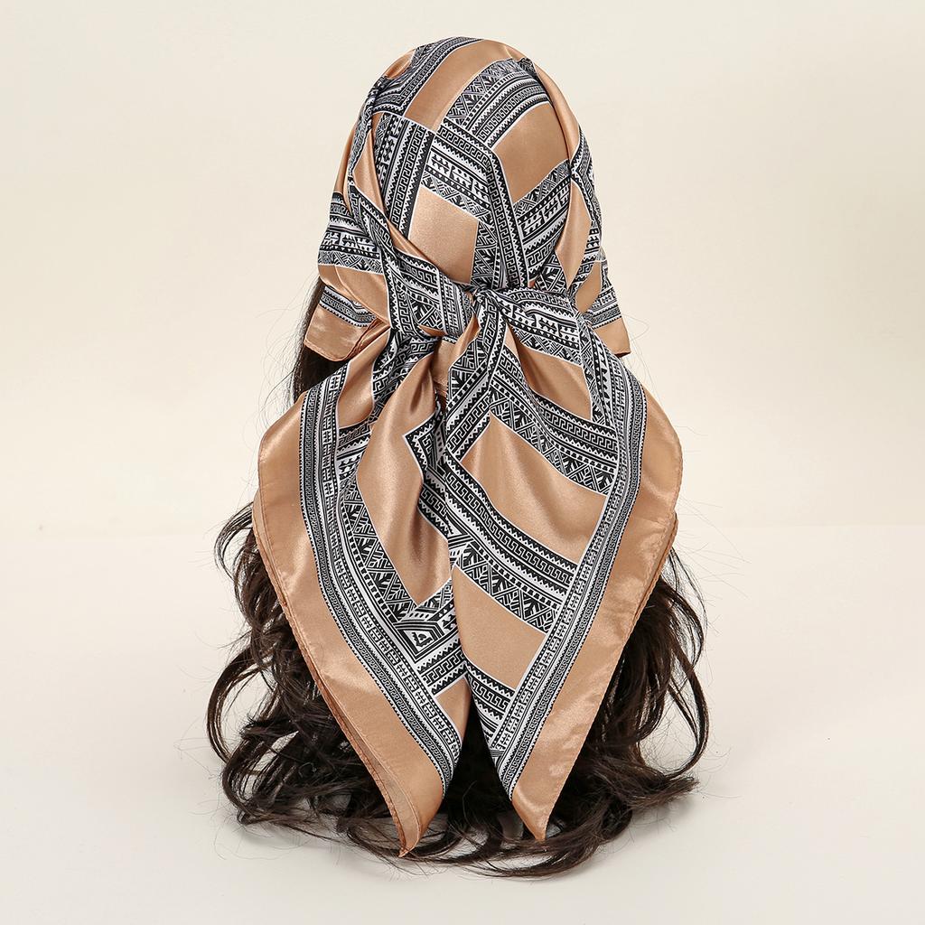 90*90cm Women Scarf Silk Feeling Hair Neck Square Brand Office Bandanna Muffler Waiter Flight Attendants Handkerchief Rings Wrap