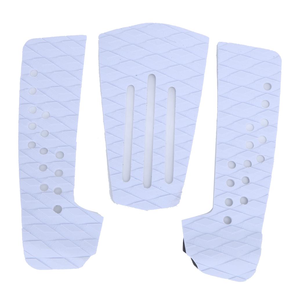3 Pcs Surfboard Traction Pad AntiSkid MoistureProof Surf Deck Mat for Skimboard Accessories(White )