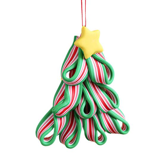 Christmas Lollipop Ornament Colorful Polymer Clay Peppermint Candy Cane Hanging Decoration Xmas Tree Holiday Party Home Decor Festival Gift