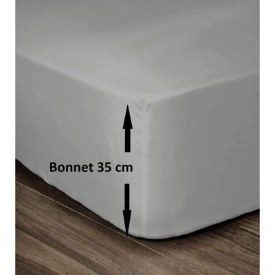 LOVELY HOME Spannbettlaken aus 100 % Baumwolle, 180 x 200 cm – 35 cm Kappe – Hellgrau