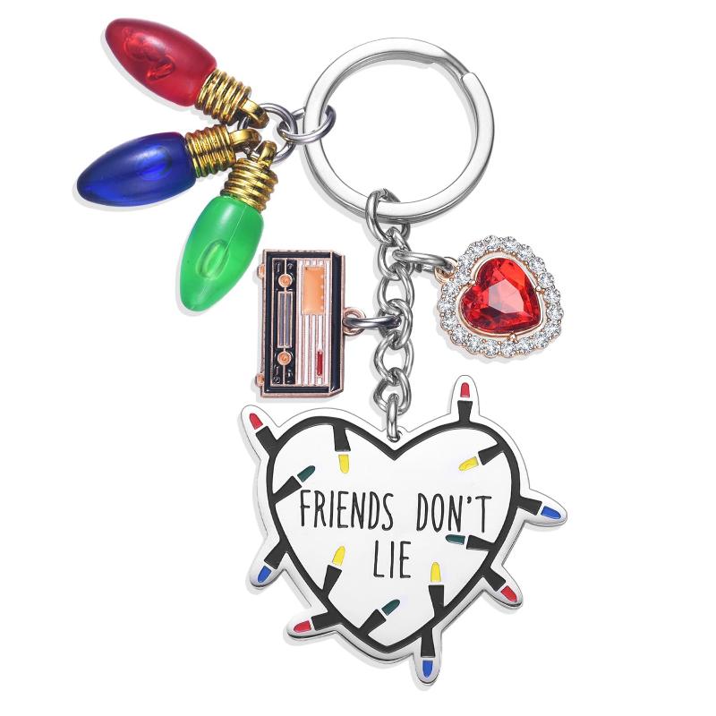 

Creative Colorful Heart-Shaped Light Bulb Pendant Bag Charm Friendship Gift Cassette Tape Keychain For Women Men Accessories