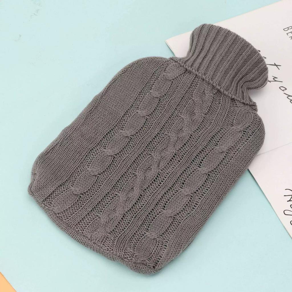 Autumn and Winter Knitted Warm Water Bottle Cover, Solid Color Velvet Warm Water Bag Cover, Hand Warmer, Removable and Washable, Thickened for Warmth