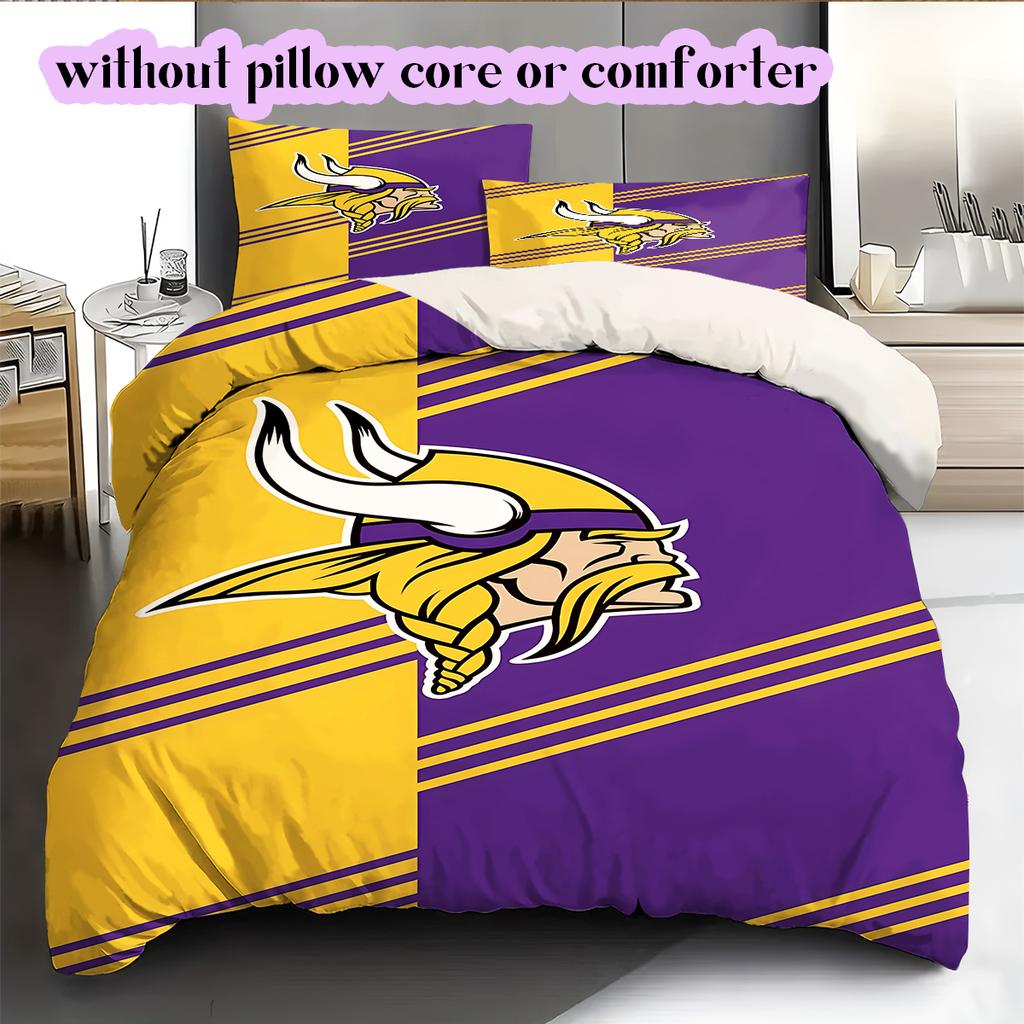 football Logo Pattern Bedding Quilt Set Quilt Cover Pillowcase Home Decoration Birthday Gift (1*duvet cover+ 2*pillowcase, without core)