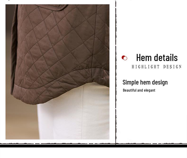 Women's 2024 Autumn/Winter Hooded Cotton Jacket – Loose, Quilted Diamond Pattern, Casual Fashion for Middle-Aged Moms