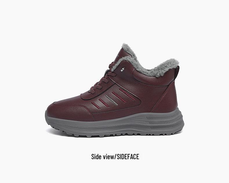 Red Dragonfly Women's Winter Snow Boots with Fleece - High-Top Cotton Walking Shoes for Middle-Aged and Elderly Mothers