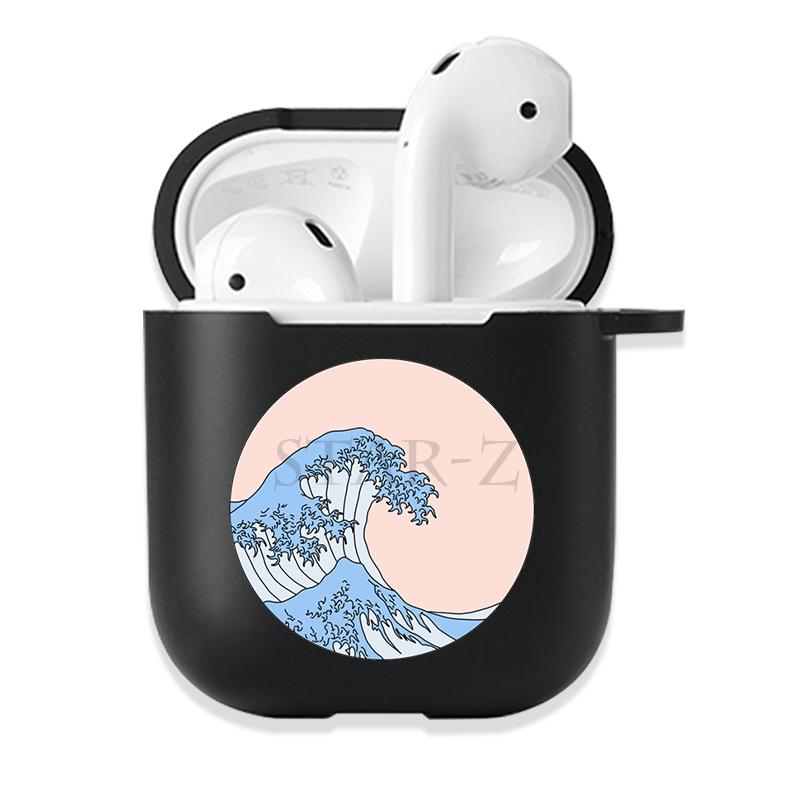 Soft Black Silicone Case for Apple Airpods Pro 3 2 1 The Great Wave of Kanagawa Bluetoooth Wireless Earphone Cases Airpod Cover