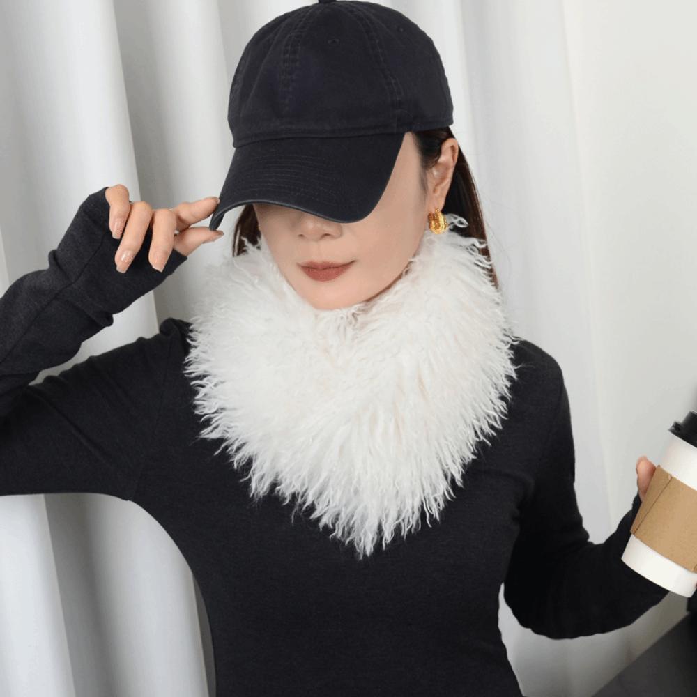 Solid Color Plush Scarf Versatile Neck Protection Scarf Cozy Imitation Wool Scarf For Women