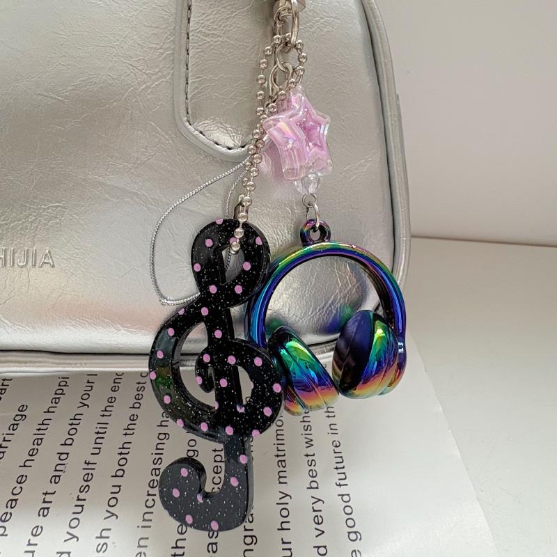 1 buc Y2K Note Muzicale Stea Căști Cheiță cu Mărgele Creativă Mini Pandantiv Căști Breloc Șnur Pereche Lanț Chei