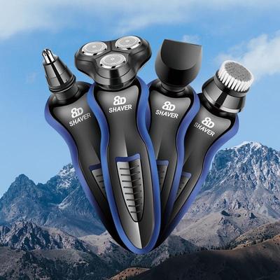 8D Rechargeable Rotary Shaver: Washable 3-in-1 Beard Razor with Triple Heads