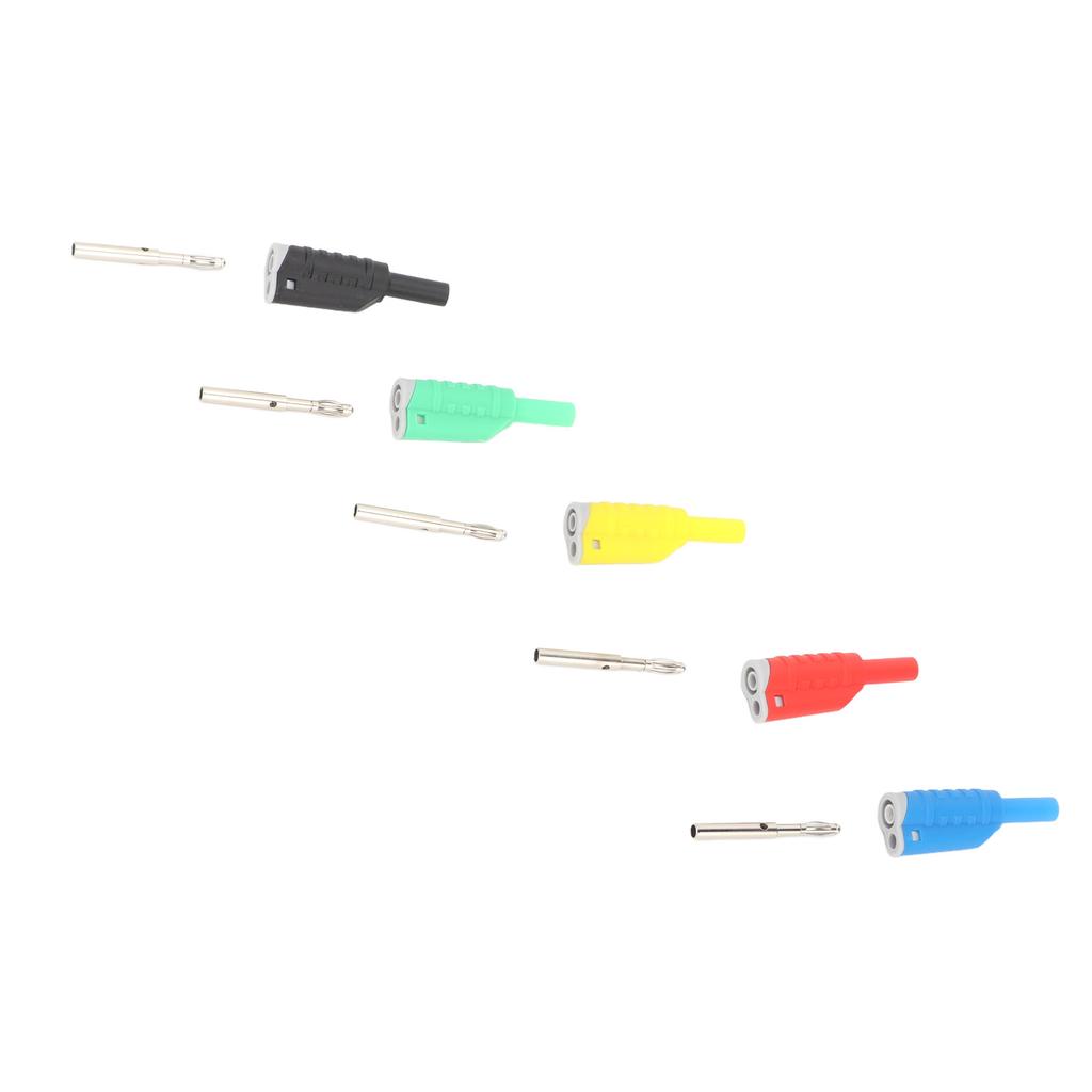 5 Pcs 4mm Stackable Banana Plug 5 Colors Safety Insulated Banana Plug Connector 1000V Maximum 25A