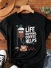 2026 New Humorous Animal T-shirt Men Women Casual Coffee Themed Tshirt with _Coffee Helps_ Slogan Short Sleev