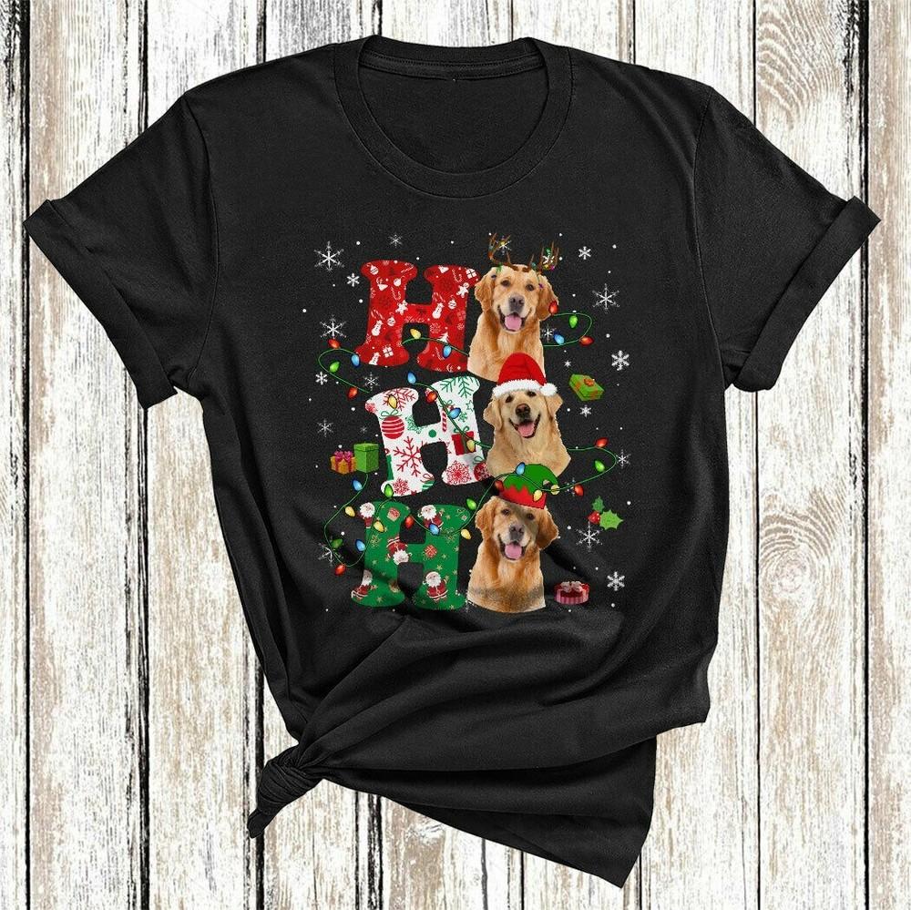 Ho Ho Ho Funny Christmas Lights Santa Black Men All size Shirt D1076 Unisex T-Shirt L