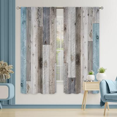 American Retro Printed Curtains For Wooden Doors, Rod Pocket Polyester Curtains, Bedroom, Study, Living Room Decorative Curtains