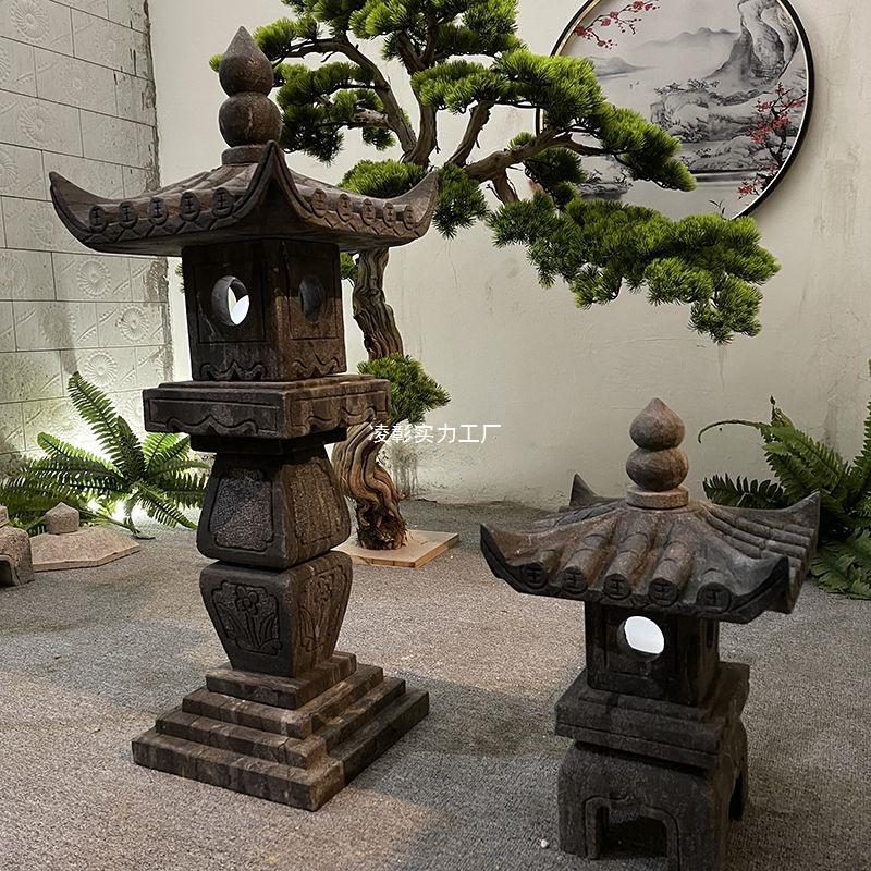 Antique Bluestone Courtyard Lantern: Outdoor Landscape Stone Lamp in New Chinese Style