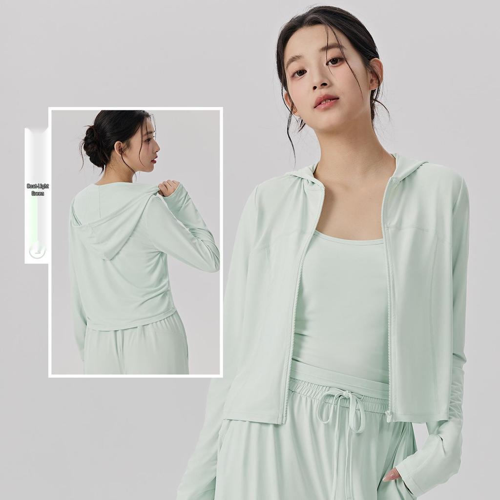 Women's Three-Piece Yoga Suit: Casual Pilates Fitness Set with Sun Protection