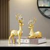 Resin Deer Figurine Set Living Room Decor Gold Orange Modern Home Accent Sculpture