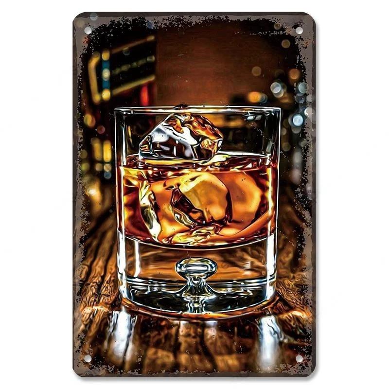 Vintage Whiskey Cigar Poster Metal Tin Sign Plaque Retro Decorative Plates For Garage Club Man Cave Bar Hotel Cafe Wall Decor