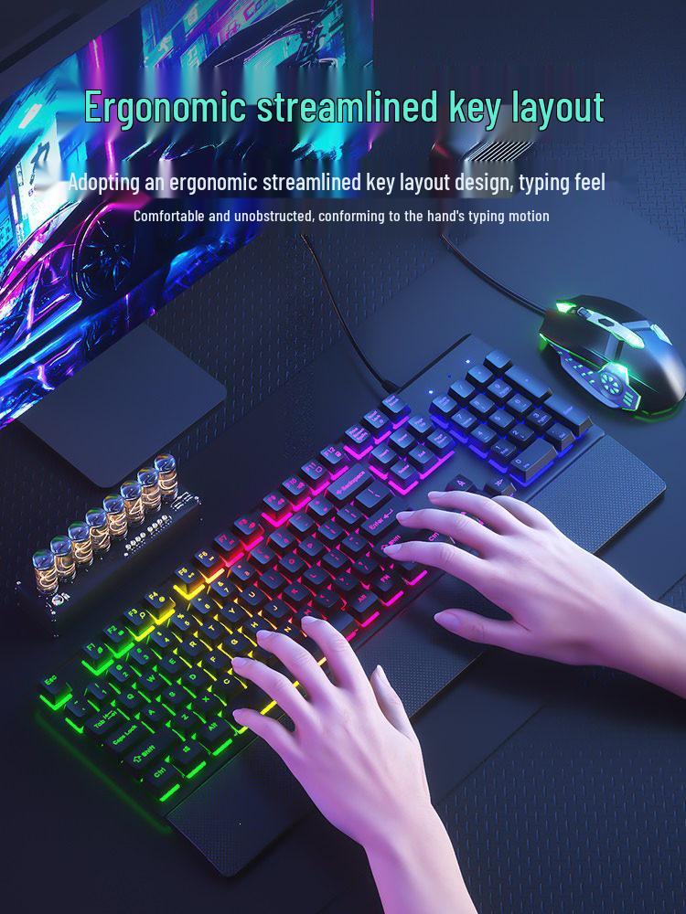 Silent Wired Mechanical-Feel Keyboard and Mouse Set for Gaming, Office, and Desktop Use