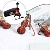 Mini Violin Model Miniature Wooden Gift Decor Collectible with Stand Dollhouse Accessories