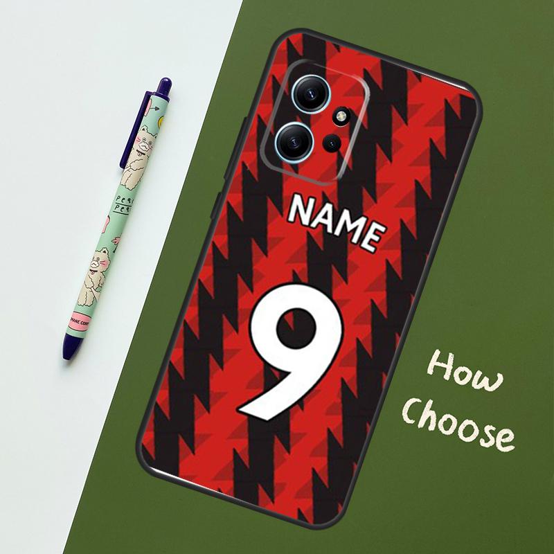 Custom Number Football Name Case For Xiaomi Redmi Note 11 12 10 Pro 8 9 Note 12S 11S 9S 10S Redmi 12C 9C 10C 12 Cover
