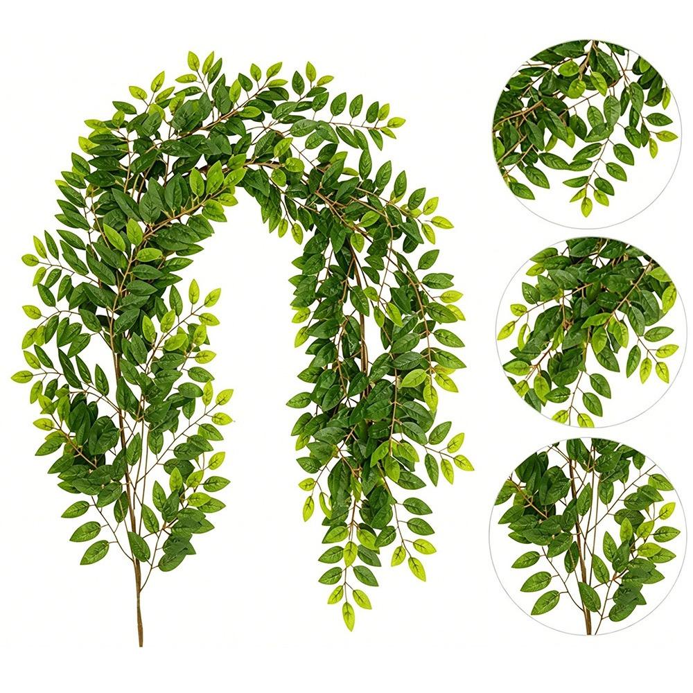Multicolor Ficus Elastica Artificial Leaves Garland 170cm Leangth Table Running Simulation Leaf Vine 3D Leaf Photo Props