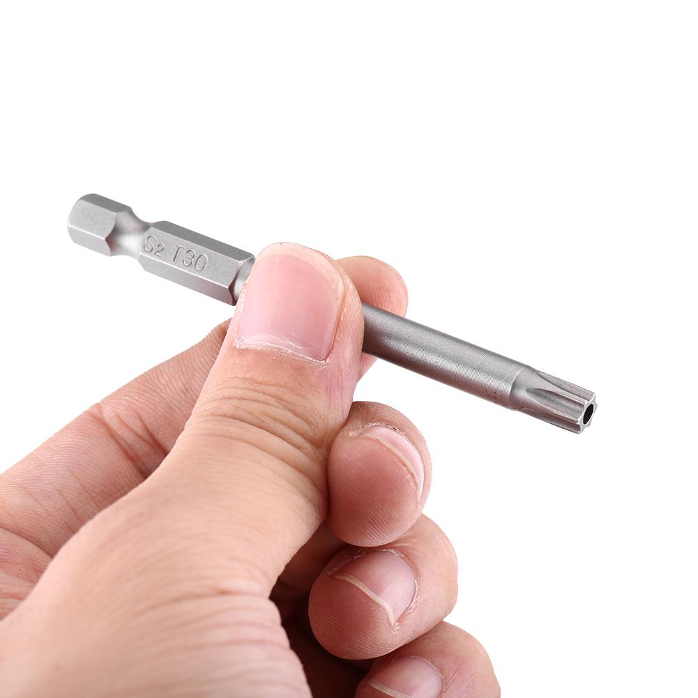 7pcsset S2 Steel 75mm 14 Inch Hex Shank T 8T30 Magnetic Security Star Screwdriver Bits