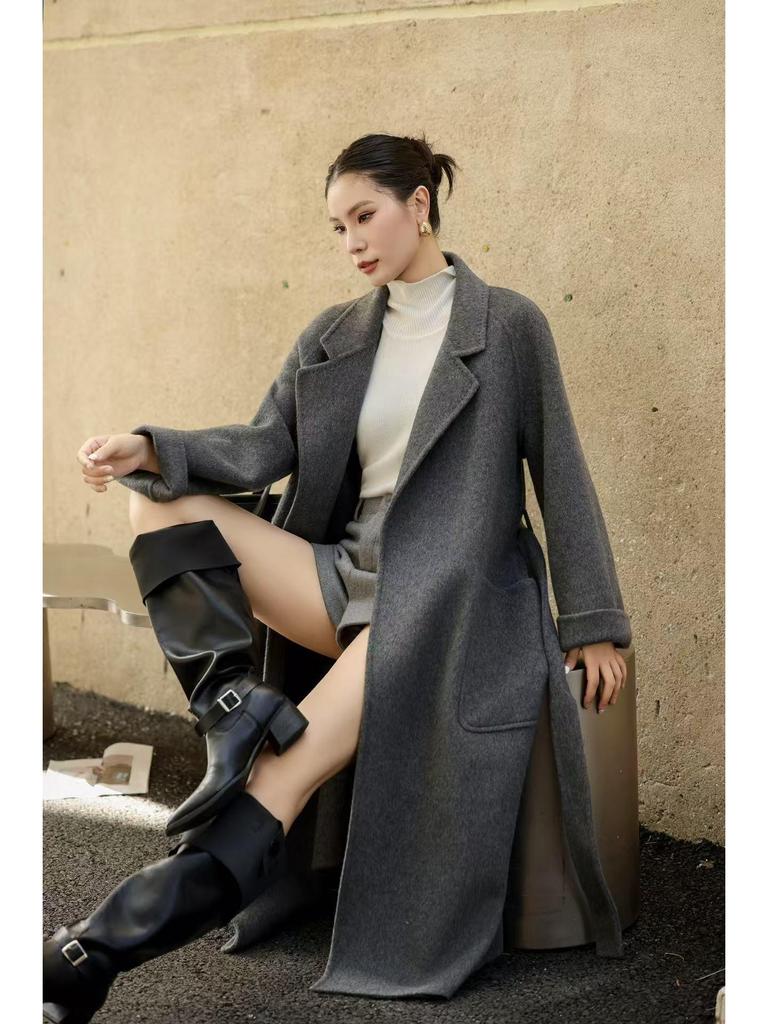 Hepburn Double-Faced Wool Coat: Women's Slimming Bathrobe Style for Fall/Winter 2025