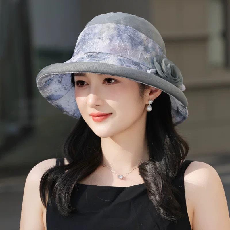 New Summer Women's Outdoor Fashion Sun Hat Elegant Versatile Sunscreen Thin Big Eaves Bucket Hat Basin Hat