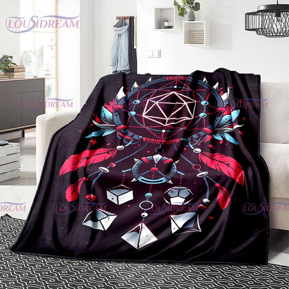 Buntes Geometrie-Muster, Klimaanlage, Flanelldecke, Bürozimmer, warm und bequem, Sofa, D20, Würfel-bedruckte Decke, Geschenk
