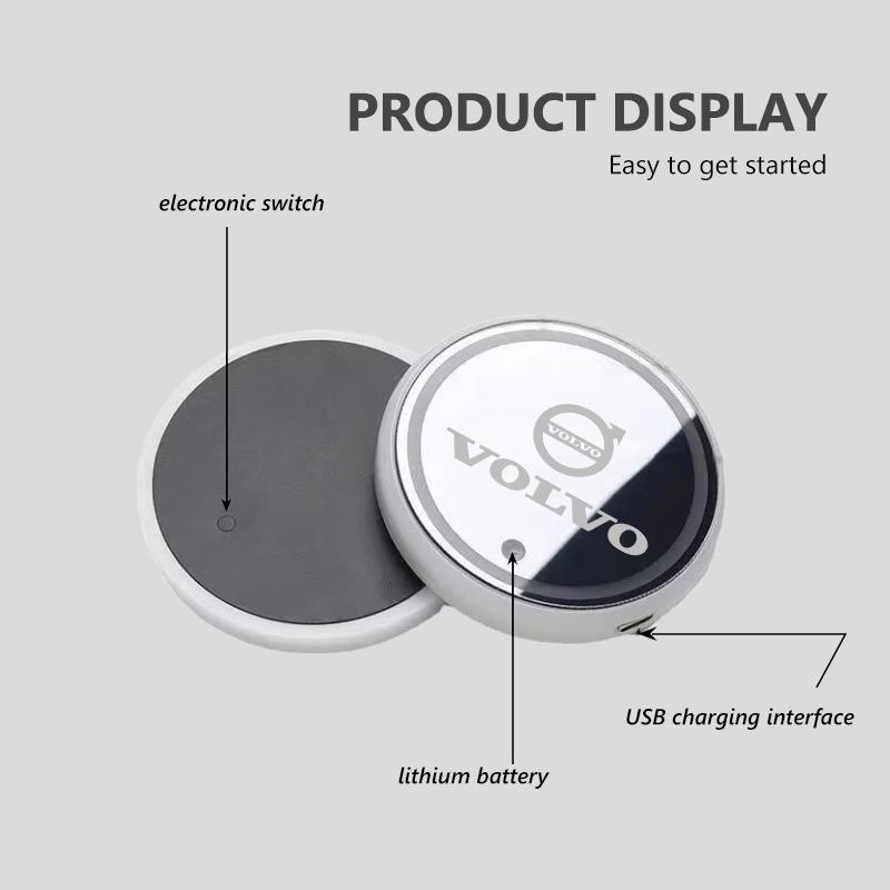 For Volvo 2pcs Silica Gel Car Coaster Water Cup Holder Anti Slip Pad Mat Xc60 Xc90 V40 V60 S60 V50 V90 S80 C40 XC40 V70 XC70 C30 CT9