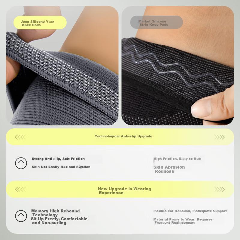 JEEP Knee Pads for Sports, Basketball Impact Protection, Running Fitness, Breathable Adult Round Machine Knitted Knee Sleeves, Black, Size M
