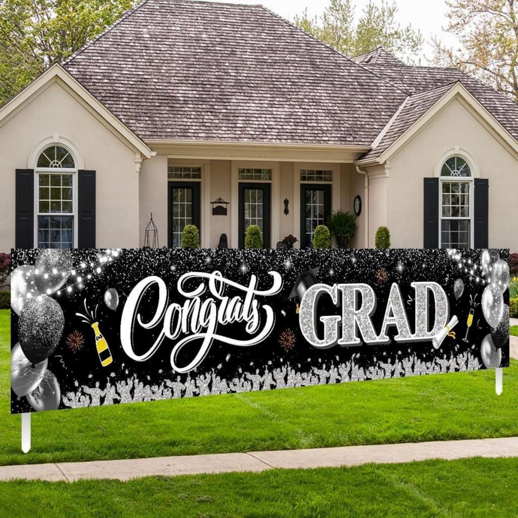 Stendardo di Laurea Decorazione per Giardino Esterno Congratulazioni Classe del 2026 Stendardo 300x50cm Sfondo Appeso Resistente per Festa di Laurea