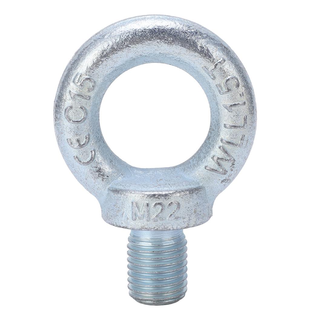 2PCS Lifting Ring Bolts Galvanized Carbon Steel Eyebolts Deep Threaded Lifting Shoulder Eyebolt M22