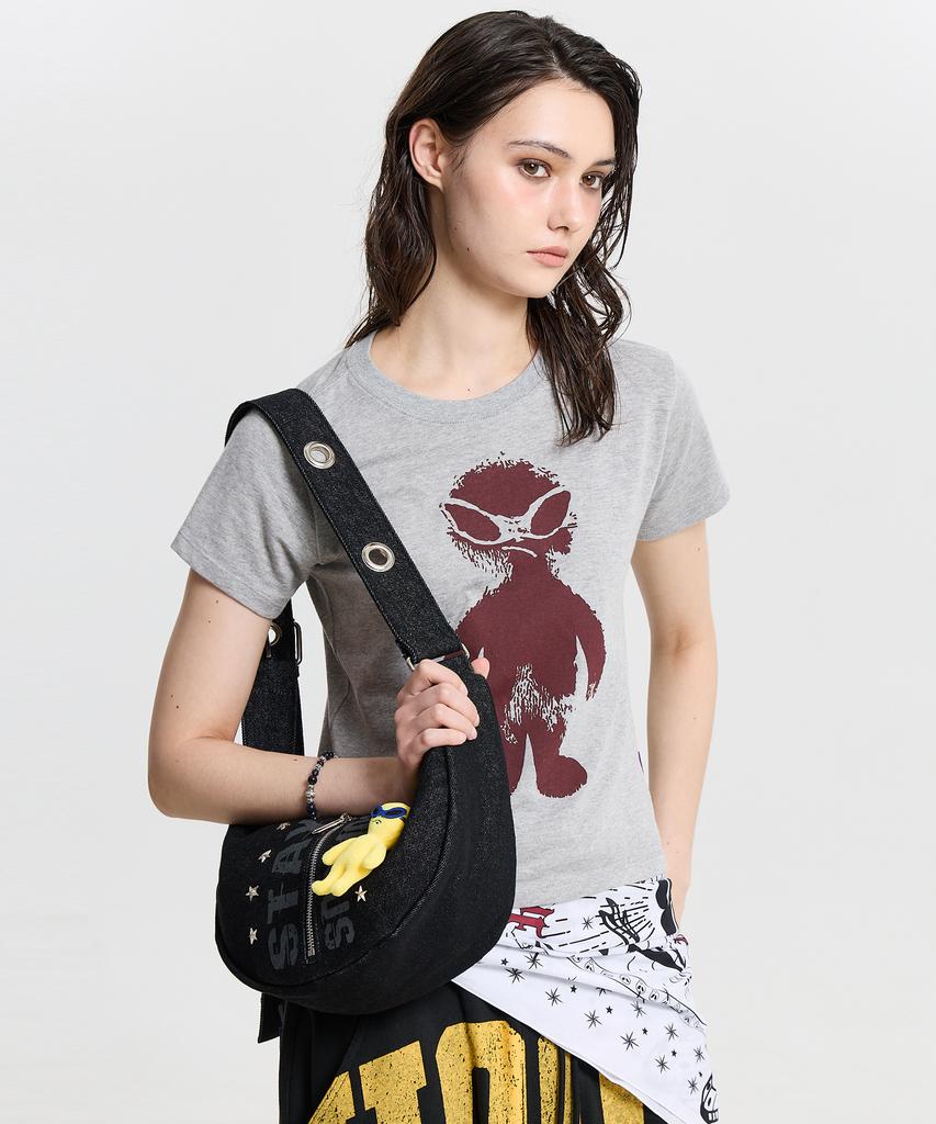 HOODHOOD Mono Alien Graphic Short Sleeve T-Shirt Gray