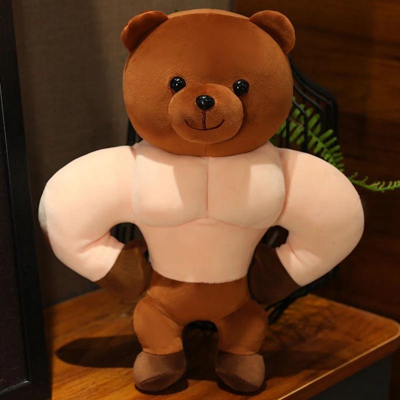 

Новая Смешная Плюшевая Игрушка Мускулистый Бык Милый Сиба-ину Голова Медведя Большая Грудная Мышца Животное Кукла Подарите Детям Подарок на День Рождения Рождество 35cm