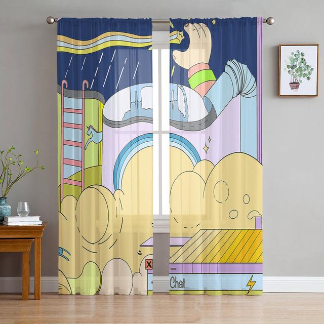 Wzór kolorowa naszywka kropki farba przezroczysta zasłona do salonu sypialnia woalowa zasłona kuchenne okno tiulowe zasłony niezbędne w domu