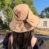Summer Woman Sun Hats Fashion Ladies Outdoor Travel UV Protection Fisherman Cap Female Solid Color Bow Panama Hat