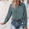 Womens V Neck Shirts Long Sleeve Casual Collared Shirt Loose Blouses Solid Color Tops With Pocket